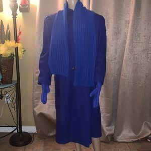 Vintage Royal Blue Wool Trench Coat